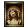Amber icon of the Lord in a crown of thorns 20x30 cm