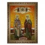 Amber icon of St.  Cyprian and St. Martyr Justin 20x30 cm