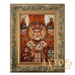 Amber icon of St. Nicholas the Wonderworker 20x30 cm - фото