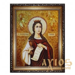 Amber icon of St.Barbara  20x30 cm - фото