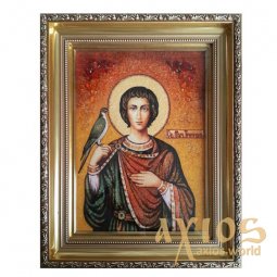 Amber icon of the Holy Martyr Tryphon 20x30 cm - фото
