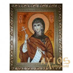 Amber icon Holy Martyress Margarita (Marina) 20x30 cm - фото