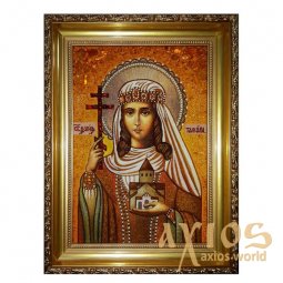 Amber icon of holy Tamara Georgian 20x30 cm - фото