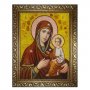 Amber icon of the Theotokos of Tikhvin 20x30 cm
