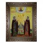 Amber icon of Saints Peter and Fevronia 20x30 cm