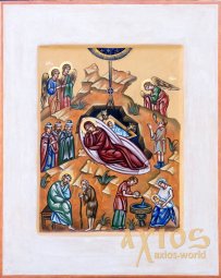Written icon of the Nativity of Christ 30х37,5 cm - фото