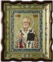 Hand-written Icon Saint Nicholas the Wonderworker 31x24 cm (alder, carving, gold, painting)
