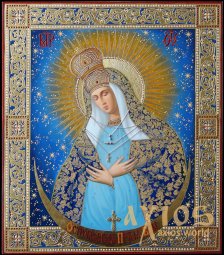 Hand-written icon of God mother of God of mercy 31х24 cm - фото