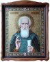 Hand - written icon of St. Sergius of Radonezh 31х24 cm (linden, gold, painting)