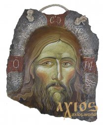 Written icon on the stone Savior 24x31 cm - фото