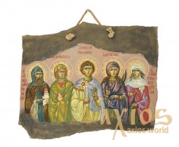 Family icon, painted on natural stone, 44x35 cm - фото