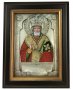 Icon in metal Nikolay, silver-plated, frame made of wood, 9х11 cm