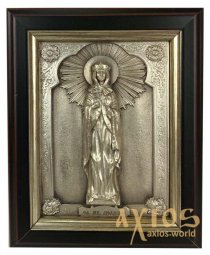 Icon in metal Ludmila, silver-plated, frame made of wood, 9х11 cm - фото