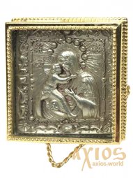 Icon in metal Vladimir the Virgin, silver-plated, gilded frame, 5х5 cm - фото
