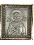 Icon in metal Saint Nicholas, silver-plated, gilded frame, 5х5 cm