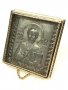 Icon in metal Saint Nicholas, silver-plated, gilded frame, 5х5 cm