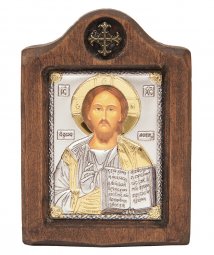 Icon Savior, Italian frame №1, enamel, 6x8 cm, alder tree - фото