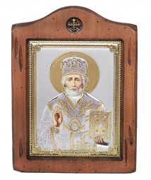 Icon St. Nicholas, Italian frame №2, 13x17 cm, alder tree - фото