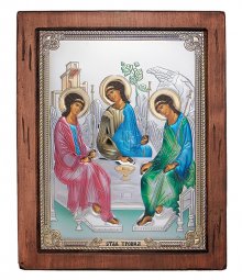 Icon Holy Trinity, Italian frame №5, enamel, 30x40 cm, alder tree - фото