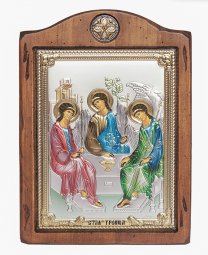 Icon Holy Trinity, Italian frame №3, enamel, 17x21 cm, alder tree - фото