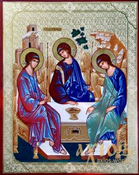 Hand-painted icon of the Holy Trinity 32 х 40 cm - фото