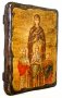 Icon antique Saints Faith, Hope, Love and their mother Sofia 7x9 cm