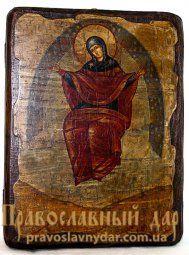 Icon of the Holy Theotokos antique bread 7x9 cm Sporitelnitsa - фото