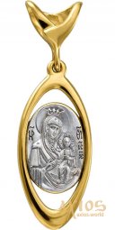 The image of the Mother of God "Iver", silver 925 ° with gilding - фото
