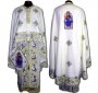 Priestly vestments, embroidered on thick White satin, sewn icon, Greek cut R124G