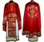 Priest Vestments, Embroidered on Red singleton, sewn galloon, Greek Cut R053G