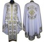Priest Vestments, Embroidered on White singleton, sewn galloon, Greek Cut R053G