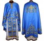 Priest Vestments, Embroidered on a Blue dense satin, sewn galloon, Greek Cut  R082G