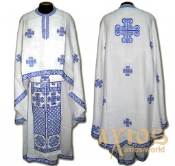Priestly attire, Embroidered on White Linnen, embroidered cross, Greek cut  R85G - фото