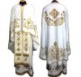 Priest Vestments, Embroidered on White singleton, embroidered cross, sewn galloon, Greek Cut R093G