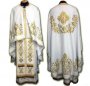 Priest Vestments, Embroidered on White singleton, embroidered cross,  Greek Cut R093G