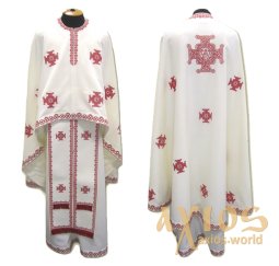 Priestly attire, Embroidered on White gabardine, embroidered cross, Greek cut R145G - фото