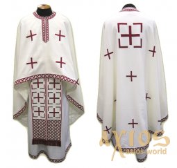 Priestly attire, Embroidered on White gabardine, embroidered cross, Greek cut R148G - фото