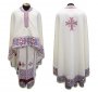 Priest Vestments, Embroidered on White singleton, embroidered cross, Greek Cut R151G