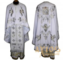 Priest Vestments, Embroidered on White singleton, embroidered icon, Greek Cut R131G - фото