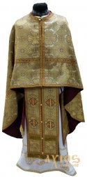 Priest Vestments, Embroidered on Gold Brocade, Greek Cut - фото