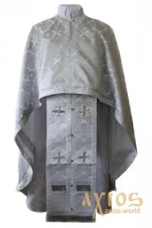 Priest Vestments, Embroidered of White Brocade, Greek Cut  - фото