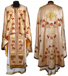 Priest Vestments, Embroidered on satin, Greek Cut, R040g - фото