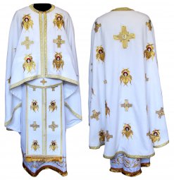 Priest Vestments, Embroidered on White gabardine, galloon is not embroidered, Greek Cut, R44g - фото