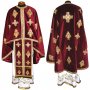 Priest Vestments, Embroidered on velvet, burgundy color, galloon is not embroidered, Greek Cut, R044G