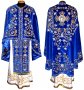 Priest Vestments, Embroidered on Blue velvet, embroidered icon and galloon, Greek Cut, R046G plus
