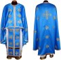 Priest Vestments, Embroidered on a dense blue satin, sewn galloon, Greek Cut, R061G