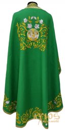 Priest vestments, green gabardine, embroidered icon, Greek Cut - фото