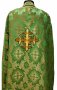 Priest vestments, green brocade, solar cross, Greek Cut