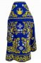 Priest vestment, embroidered on blue gabardine, embroidery in gold