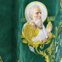 Priest vestments, embroidered on velvet, green colour, embroidery in gold, embroidered icons